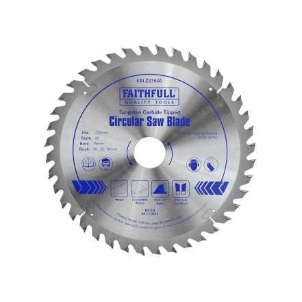 Faithfull TCT Circular Saw Blade 254mm x 30mm x 40T