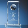 Crystal Galleries Optical Crystal Golf Ball Rectangle Award