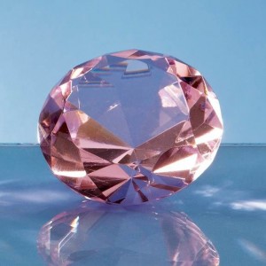 Crystal Galleries Optical Crystal Pink Diamond Paperweight
