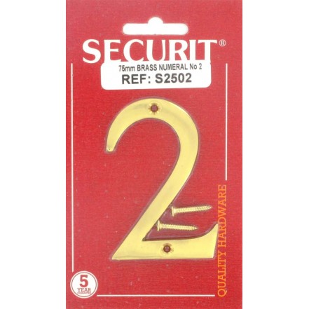 Securit Brass Numeral  75mm