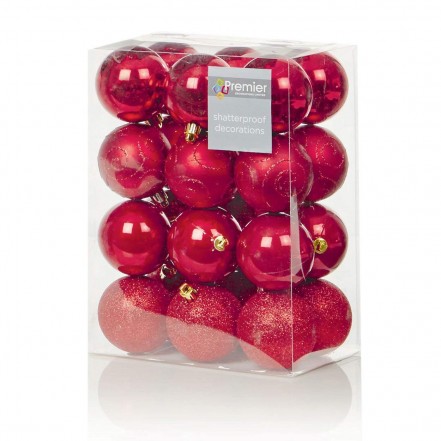 Premier 60mm Multi Finish Baubles - Pack 24