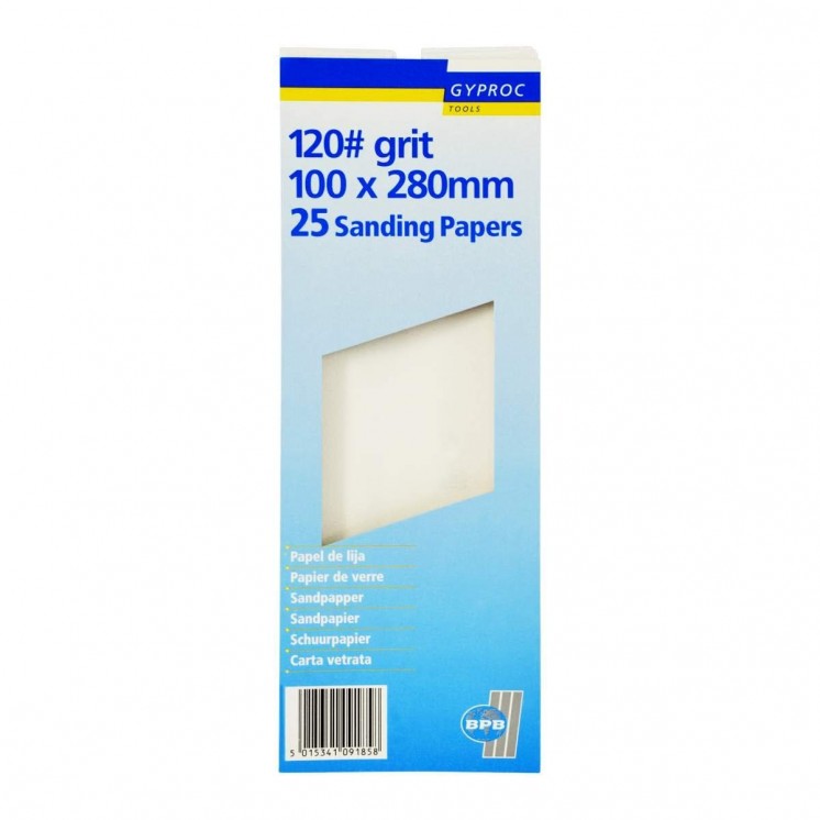 Gyproc 100 grit sandpaper 100 x 280mm 25 sheets 