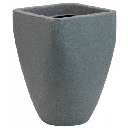 Strata Square Top Round Base Planter Granite